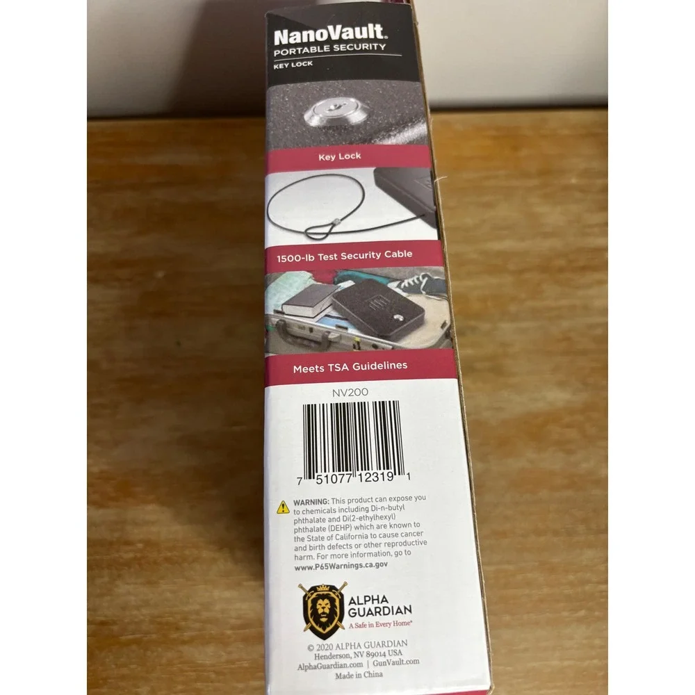 GunVault NanoVault NV200 Portable Security Safe Key Lock 18-Gauge‎ Steel Black